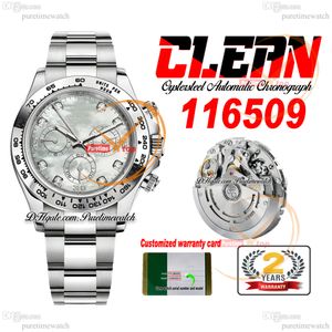 CF Clean Factory SA4130 Montre Homme Chronographe Automatique 1165 MOP Cadran Diamants Marqueurs 904L Bracelet Oystersteel Version Super Edition Montres Puretime SS6