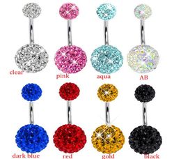 CF111 Whole 30pcslot Mix 10 Color Body Jewelry Shambola Freido Ball Ball Navel Anillo de ombligo Piercing9986209