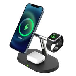 CF31 3-en-1 Chargeur Sans Fil Magnétique 15W Support De Support De Charge Rapide Pour Apple Watch / AirPods / iPhone Et Appareils compatibles Qi - Blanc