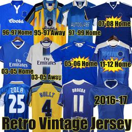 CFC Drogba 2011 Torres Retro Soccer Jerseys Lampard 12 13 Finale 96 97 99 82 85 87 90 Vintage Crespo Classic 03 03 05 06 16 Cole Zola Vialli 07 08 Men Voetbaloverhemden met lange mouwen