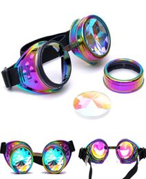 CFGOGGLE Halloween kaléidoscope lunettes colorées Steampunk femmes rétro lunettes hommes fête EDM lunettes de soleil lentille diffractée9232582