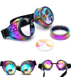 Cfgoggle Halloween caleidoscope kleurrijke bril Steampunk dames retro bril mannen feest EDM zonnebril afgebogen lens3400877