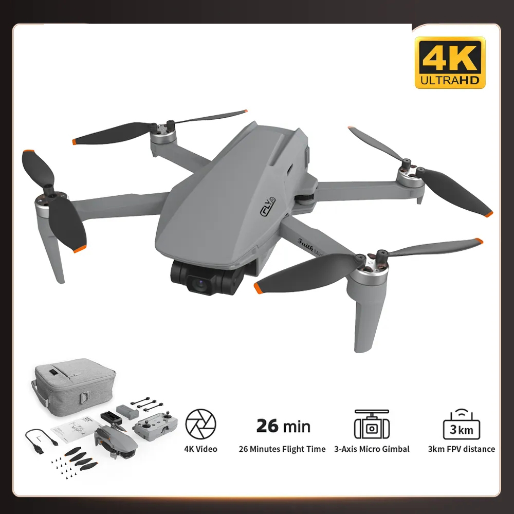 Cfly Faith Mini GPS Drone, 3-осевая профессиональная камера Gimbal, видеокамера 4K, 26-минутное время полета, 3-километровое видео коробка передач, легкие дроны