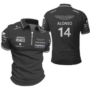 Cfx0 2023 Mode F1 Polo Homme Formule 1 Équipe Aston Martin Pilote de course espagnol Fernando Alonso 14 Promenade 18 Fermeture éclair L9c9