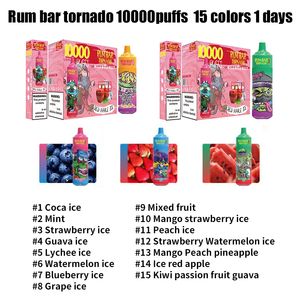 Cgarrillos desechables vape pen Local Warehouse Rum Bar 10000 bouffées 650mah 20ml vapes jetables feuilletées électroniques jetables Randm Tornado