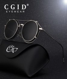 Cgid 2018 Mode Heren Gepolariseerde Zonnebril Ronde Steampunk Afneembare Clip On Shades Merk Designer Zon Glas Vintage Metaal E76 Y195728448