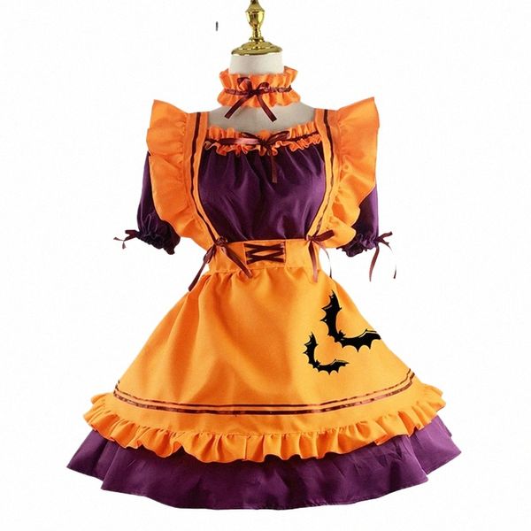 cgmgtsn naranja linda lolita criada francesa criada dr niñas mujer amina cosplay traje camarero criada disfraces de fiesta tallas xs-5xl i7om #