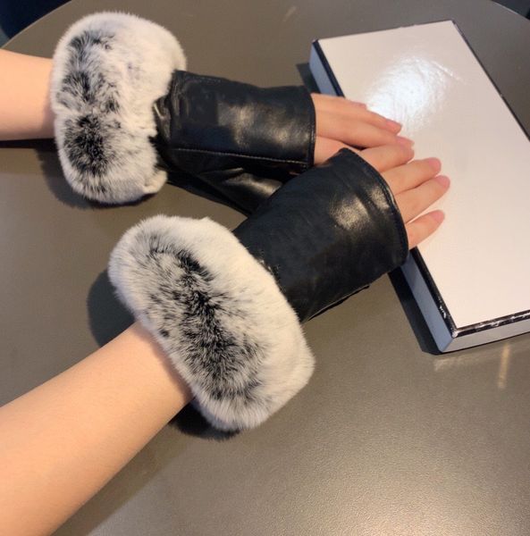 CH gants de créateur en cuir gant dames en peau de mouton fourrure de lapin mitaine d'hiver pour femmes réplique officielle contre qualité taille européenne T0P qualité 007