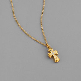 Chreur bijoux croix croix collier chrom bijou chrome incrusté zircon titanium acier de style or clarbone chaîne de coeur d'amant de chair de coeur cadeau sanscrit luxe
