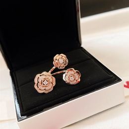 CH Ring Camellia topkwaliteit luxe diamant 18K goud voor vrouw klassieke stijl merkontwerp officiële reproducties band247n
