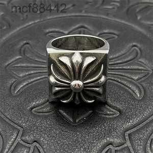 Ch trendy trendy ring carré fleur croix de croix vieux punk hip hop