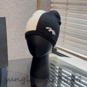 CHA Zwart-wit bijpassende bontmuts herfst- en wintermodeartikelen, designer haarhoeden, gebreide mutsen, comfortabel zacht warm, kleur bijpassende hoeden gz217413