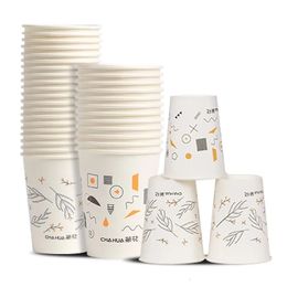 CHAHUA 100 Uds. Juego de vasos gruesos desechables para café, agua, cartón, uso comercial, productos para el hogar 240108