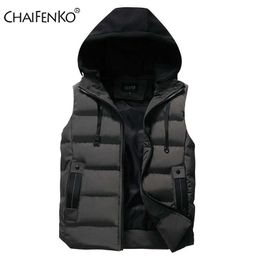 CHAIFENKO hommes gilet veste hiver imperméable chaud sans manches hommes veste mode à capuche gilet décontracté hommes automne épaissir gilet 211019