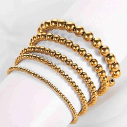 Chaîne 1 Bracelet de perle en acier inoxydable 3 4 5 6 Bijoux de 8 mm Bracelet élastique argenté pour les bijoux de mode pour femmes 18cm 240325