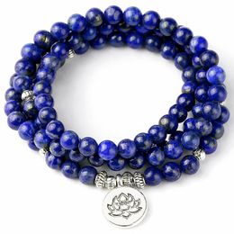 Chaîne 108 Mala Bracelet Perles De Prière Naturel lapis lazuli Méditation Tibétain Guérison Hommes Bijoux Ne se décolore pas 230518