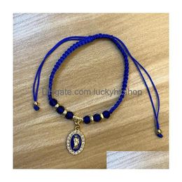 Chaîne 12 pcs Notre-Dame de Guadalupe Vierge nouée Bracelet réglable pour femme Relius disponible dans une variété de couleurs à choisir parmi Drop D Dhktb