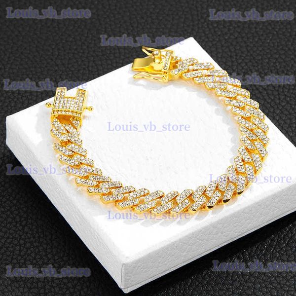 Chain 12mm Crystal Miami Iced Out Cubaanse Link Chain Armband voor Mannen Vrouwen Volledige Strass Charms Hip Hop Sieraden Chain 20cm T231208