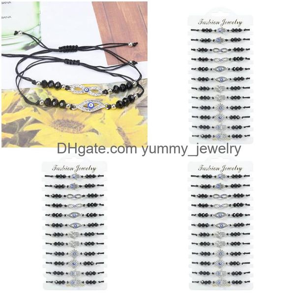 Cadena 12 unid/set mal de ojo joyería pulsera mexicana ajustable hecha a mano para mujeres hombres Drop Delivery Ot82S