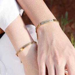 Chaîne 1 paire, Bracelet de Couple personnalisé pour amoureux, barre de messages en acier inoxydable, cadeau de saint valentin 231016