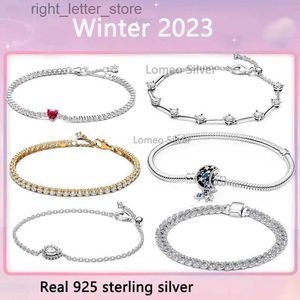 Ketting 2023 Winter Kerst Nieuwe Armband 925 Zilver Hoge Kwaliteit Origineel 1 1 Rood Sprankelend Hart Tennisarmband Dames YQ231208