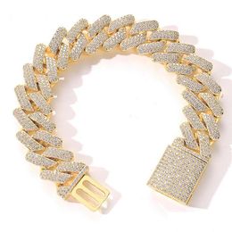 Chaîne 20 mm diamant Miami Prong Bracelets à maillons cubains en or blanc 14 carats glacé bijoux en zircone cubique glacée 7 pouces 8 pouces 9 pouces goutte Dhgard Dh3Go