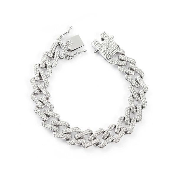 Cadena de 20 mm de diamantes con punta de Miami Pulseras de eslabones cubanos Oro blanco de 14 quilates con hielo Joyas de circonio cúbico helado 7 pulgadas 8 pulgadas 9 pulgadas Gota Dhgarden Dholi DHGATE