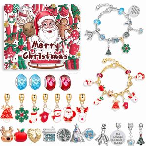 Keten 24 Dagen Adventskalender Kerstklokken Verrassing Blind Box Set Creatieve Handgemaakte DIY Kinderarmband GeschenkdoosL24