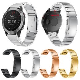 Correa de Metal QuickFit de cadena de 26mm, 22mm y 20mm para reloj Garmin fenix 6 6X 6S 5S 5 5X plus, correa de acero inoxidable para reloj Forerunner 945 935