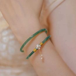 Chaîne 2PCS / Set Natural Jade Femmes Brangles Charme Chinois Bracelet Antique Bracelet Sweet Glass Wedding China Bijoux Cadeaux