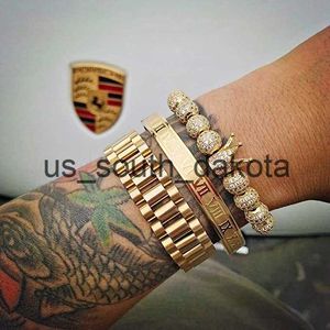 Keten 3 stks/set Keizerskroon Koning Heren Armband Pave CZ Gouden Armbanden voor Mannen Luxe Charm Mode Manchet Bangle Verjaardag sieraden x0909