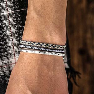 Ketting 3 stks/set sieraden Tibetaan 925 verzilverde armbanden Bangle verstelbare zwarte knoop touw kleur katoen touw armband dropshoping d240419