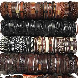 Ketting 50 stks/set Groothandel Veel Bulk Willekeurige Punk heren Lederen Armbanden Femme Pulseras Bileklik Paar Armband Mannen Sieraden WP2L231115