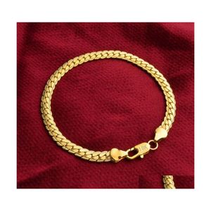 Cadena Pulsera de cadenas de serpiente de 5 mm Chapado en oro de 18 quilates y brazalete de eslabones de plata esterlina 925 para mujer Joyería de hip hop en BK Entrega de gota Dhqn2