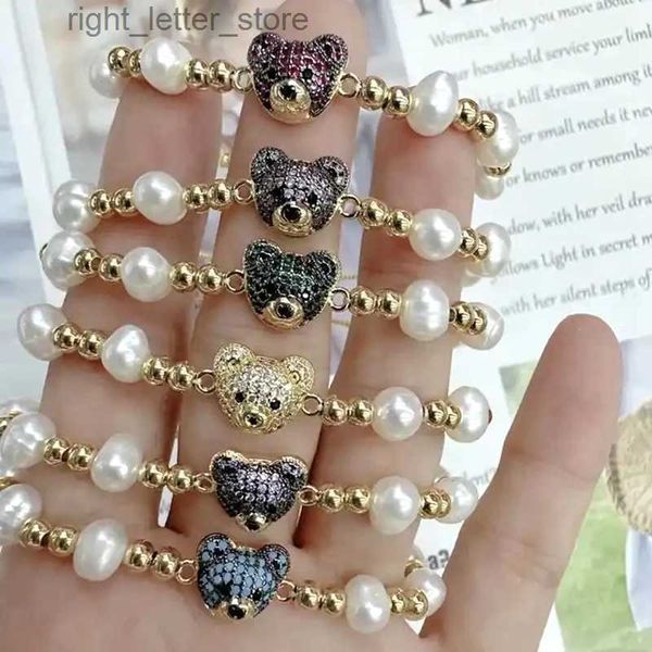 Chaîne 5 pièces nouvelle mode Bracelet de perles coloré Zircon pavé ours Bracelets femmes pour cadeaux Bracelet d'amitié YQ231208