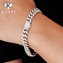 Chaîne 8 mm Cuban Link Chain Full Moissanite Diamond Bracelets For Women Men 925 STERLING SIRG SIRG HOP PUNK ICED OUT BRACELET DE TENNIS D240419