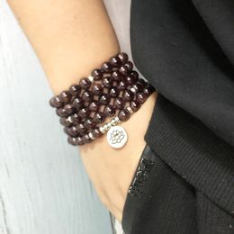 Ketting 8mm natuurlijke granaat kralen armband sieraden geschenk gebed kralen lotus yoga s 108 mala voor mannen en vrouwen 230511