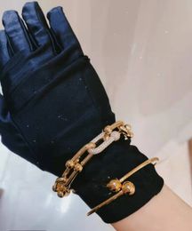 Chaîne 925 ruban plaqué or 18 carats bracelet bracelet chaîne à maillons larges diamants en forme de U montres de créateurs femmes hommes couple créateur de mode fête de mariage argent
