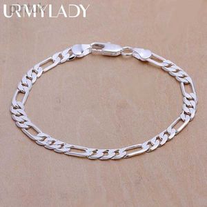 Ketting 925 Sterling zilveren armband 6 mm ketting bruiloft mooi geschenk solide voor mannen dames sieraden mode mooie armband 20 cm 8inch d240419