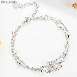 Chaîne 925 Bracelet en argent sterling pentagramme Bracelet de perle de sucre pour la femme