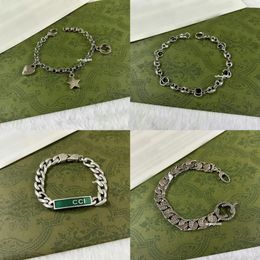 Chaîne 925 Bracelet en argent sterling Two G Bracelet de créateur de luxe Designer Bijoux Perles Noir Vert Émail Cochon Nez Chaîne Bracelet Vale