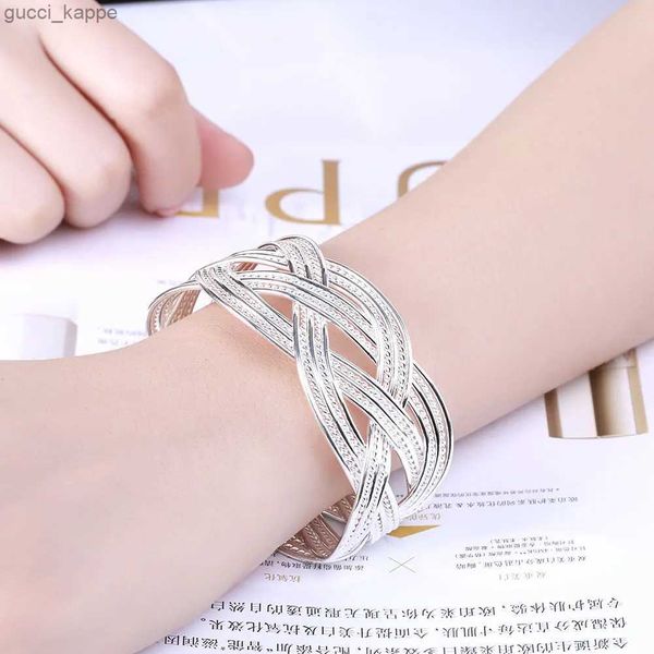 Chaîne 925 Bracelets en argent sterling pour femmes élégants tresses de fil de fil de mode de mariage fête de Noël cadeau fille fille bijoux