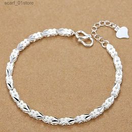 Chaîne 925 Bracelets en argent Sterling feuille de coeur pour les femmes de mariage la noble joli bijoux mode belle chaîne livraison gratuite 20 cm 8 pouces L231115