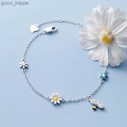 Ketting 925 Sterling Silver Tassel Zirkon Daisy Bee Charm Bracelet Bangle For Women Girls Party Bruiloft Trendy sieradenaccessoires