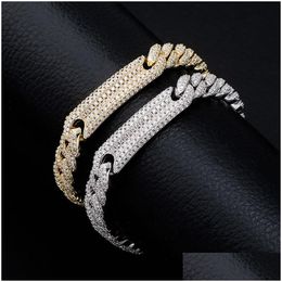 Cadena 9 mm FL Diamond Cuban Link Bracele Iced Out Mens T Joyería para encantos de regalo Punk Calidad fina Personalidad Bling AAA CZ Hip Hop Bra Otwpw