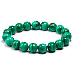 Chaîne AAAAA Naturel Malachite Bracelet Femme Bijoux Pierre Naturelle Élastique Couple Bracelet Homme Malachite Bijou Perle Bracelet 230512