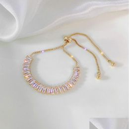 Ketting Verstelbare Fl Van Strass Armband Voor Vrouwen Captivate Bar Slider Briljant Rose Goud Kleur Sieraden Geschenken Drop Delivery Dhvrs