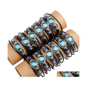 Ketting verstelbare twee -constellaties lederen armbanden mode handgeweven kralen Diy retro dierenriemarmband voor vrouwen en mannen cadeau drop dhgla