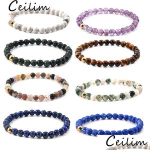 Cadena de ágata, ojo de tigre, pulsera de piedra natural, joyería de hebra de energía para mujeres y hombres, con opciones de venta al por mayor, pulseras de envío directo Dhfr5