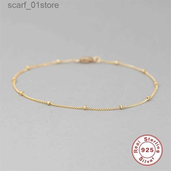 Chain Aide 925 Plata de ley minimalista cuentas pequeñas pulseras de cadena fina para mujer pulsera de oro rojo rosa accesorios de joyería de fiesta L231115